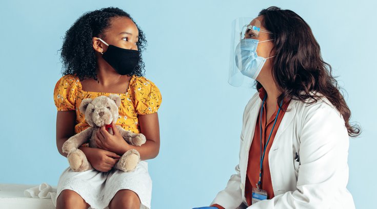 Purchased - Doctor examining girl during pandemic