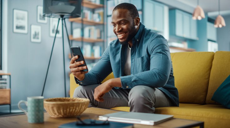 Purchased - Man talking on a video chat