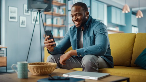 Purchased - Man talking on a video chat