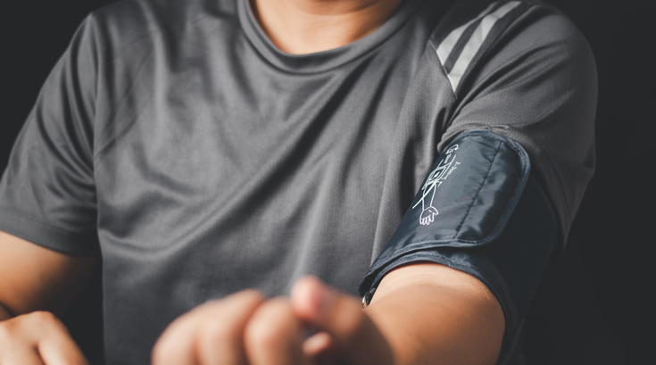 Limited - Man check blood pressure and heart rate pressure