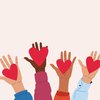 Purchased - Hands holding a heart, together different people help and care, multiethnic group