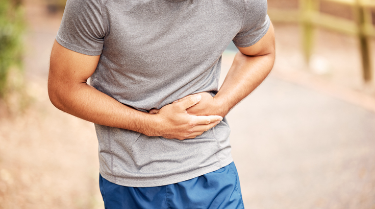 Purchased - Man in pain from a hernia