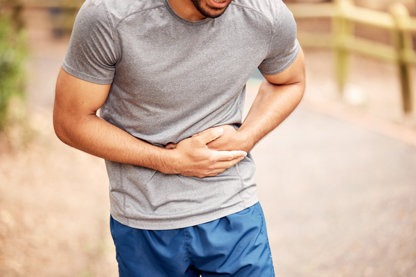 Purchased - Man in pain from a hernia