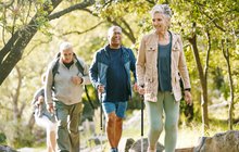 Purchased - Hiking, elderly and people, happy outdoor with nature, fitness and fun in park