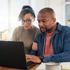 Purchased - couple with budget or household bills planning in home