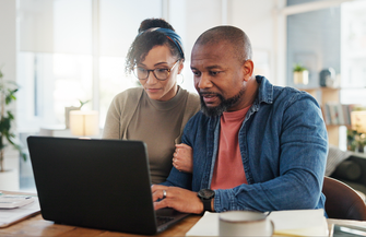 Purchased - couple with budget or household bills planning in home