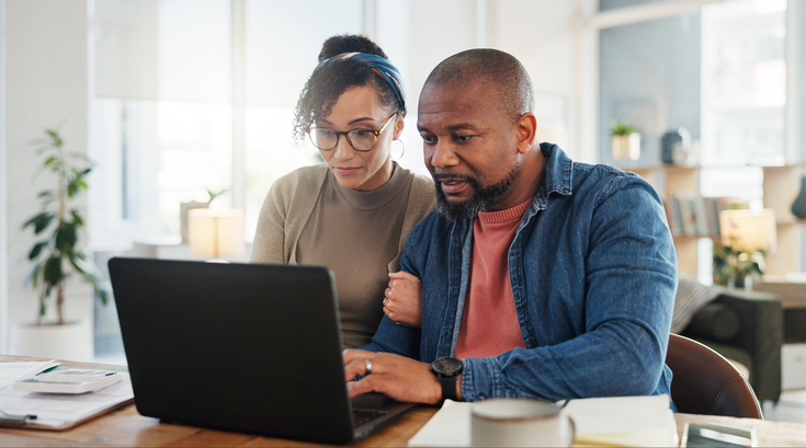 Purchased - couple with budget or household bills planning in home