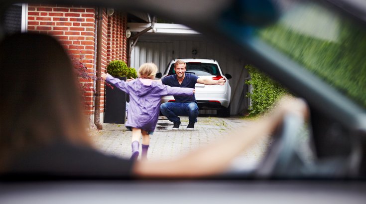 Daughter running towards father