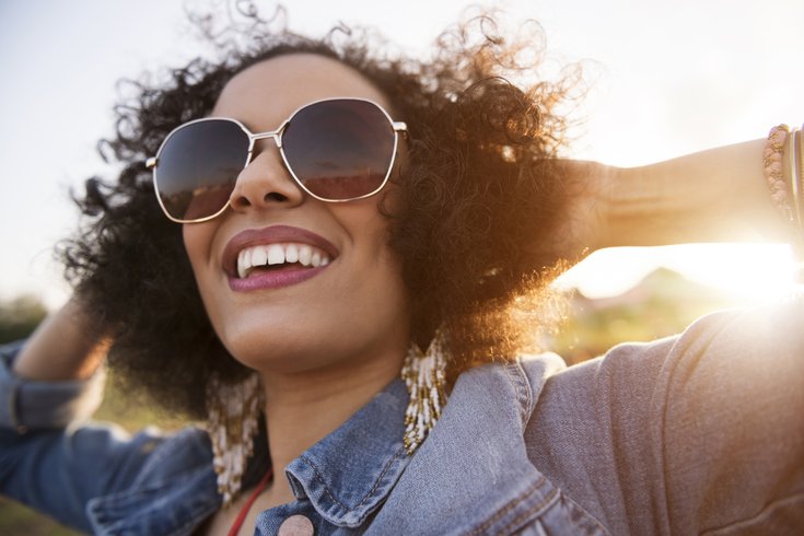 Purchased - Close up of woman wearing sunglasses smiling