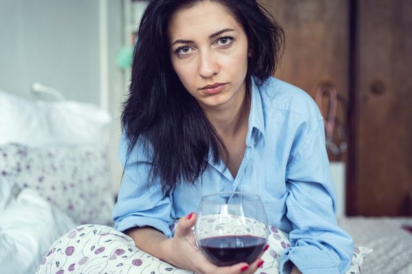 Limited - Sad Woman Drinking Wine 