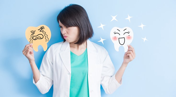 Dentist overviewing oral health habits