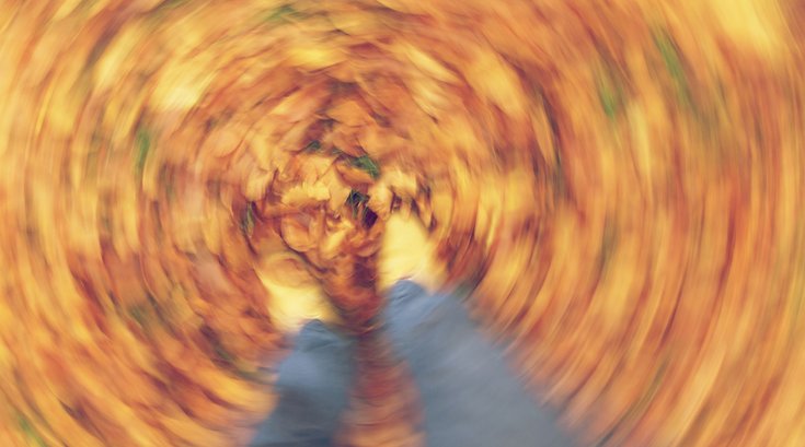 Motion blurred photograph of feet