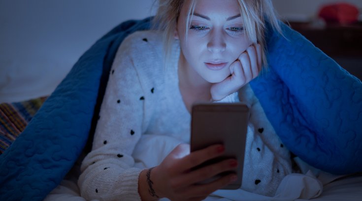 Teenage Girl reading Text Message stock photo