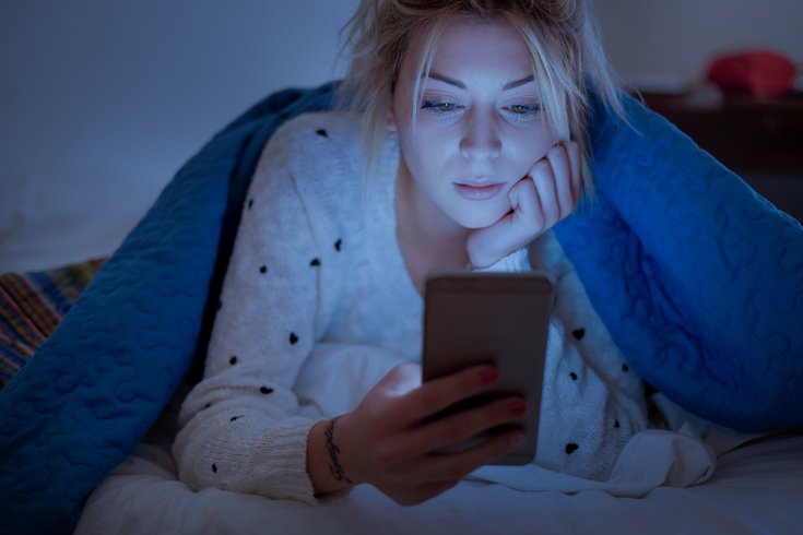 Teenage Girl reading Text Message stock photo
