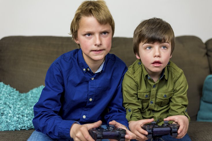 Boys playing video games 