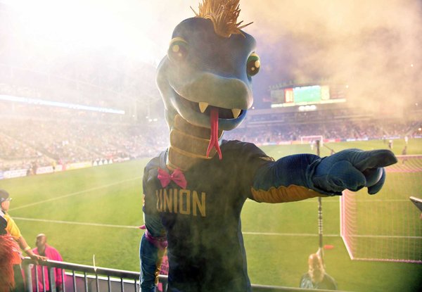 CHESTER, PA - MAY 31: Philadelphia Union mascot Phang cheers from