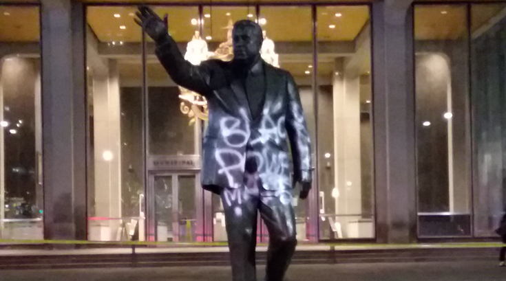 Frank RIzzo Statue Spray Paint
