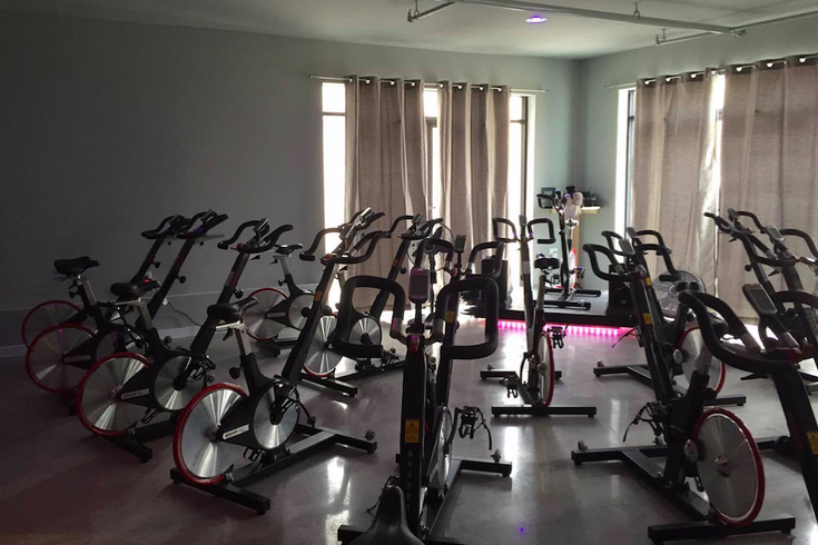 Spin class at The Wall Cycling Studio