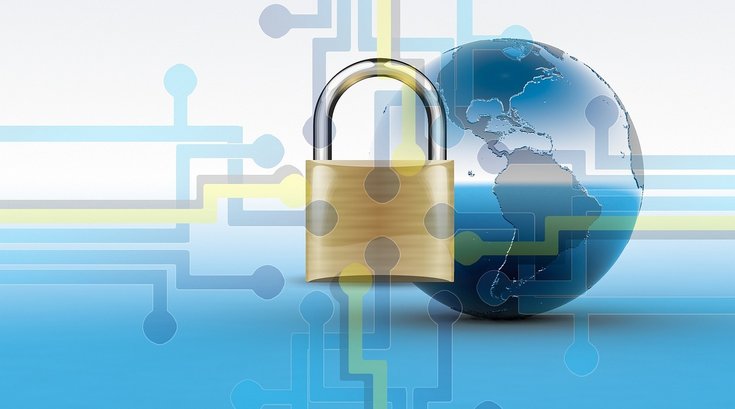 Pixabay illustration showing of cybersecurity with globe and lock