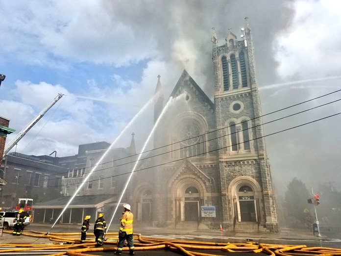 West Philly church catches fire, three-alarm blaze placed under control  after three hours