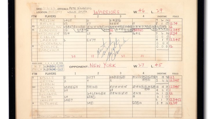 Wilt Chamberlain scoresheet